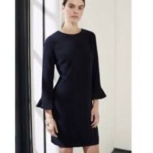 The Fold London Carnaby Dress Navy Blue Size 2 Wool Career Professional